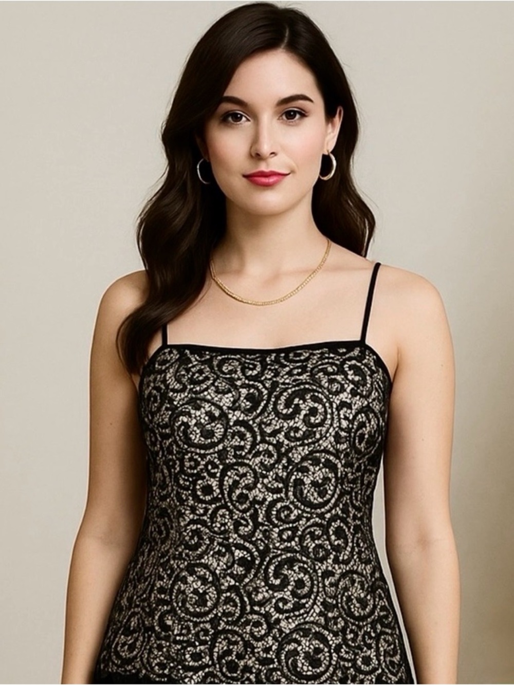 Emanuel Ungaro Liberté Lace Camisole Black Nude Y2K Sexy Minimal Top 12 Vintage
